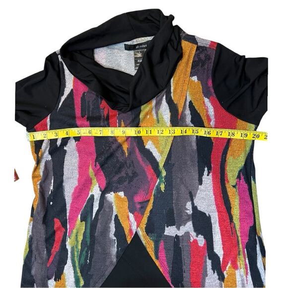 Ali Miles Cowl Neck Sweater Size S oversized Multicolor print Crossover Front - Picture 9 of 10